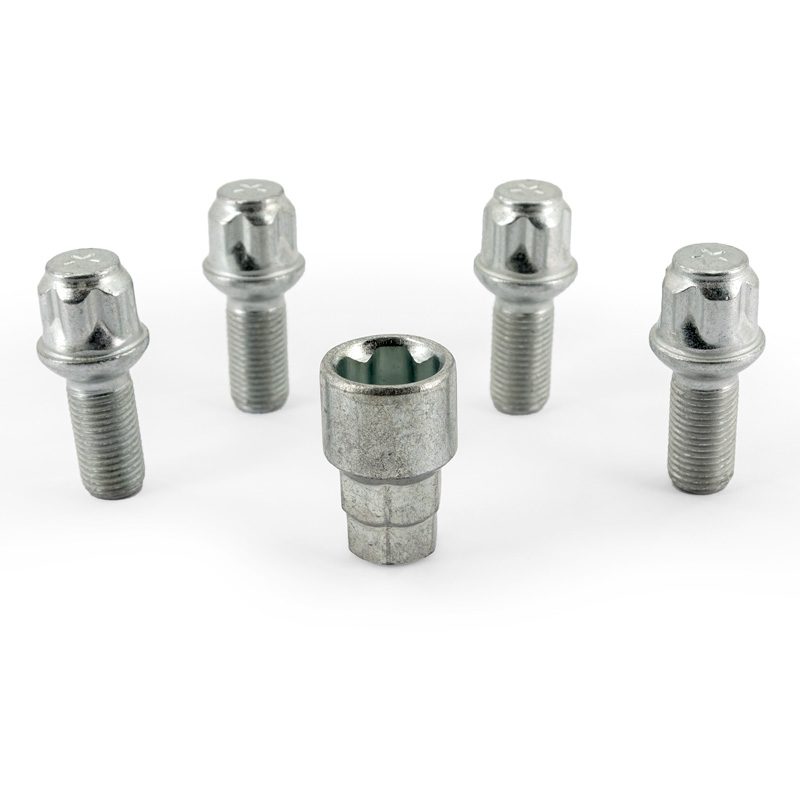 H&R Wheel lock set R13 M14x1.50x27mm Round-Head - 4 wheel lock bolts incl. adapter