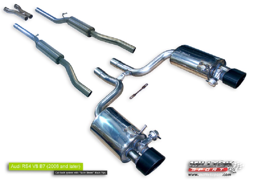 Milltek Audi RS4 B7 non-resonated(luider) cat-back systeem met l