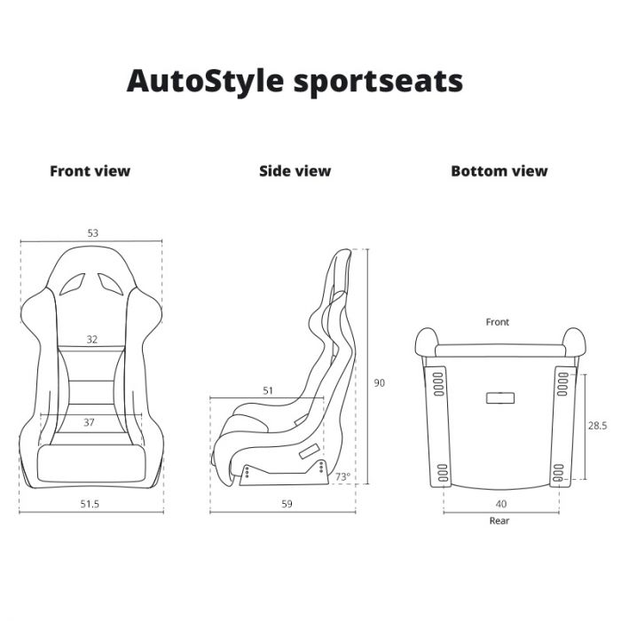 Sport seat 'BH' - Black - Non-reclinable back-rest - incl. slides