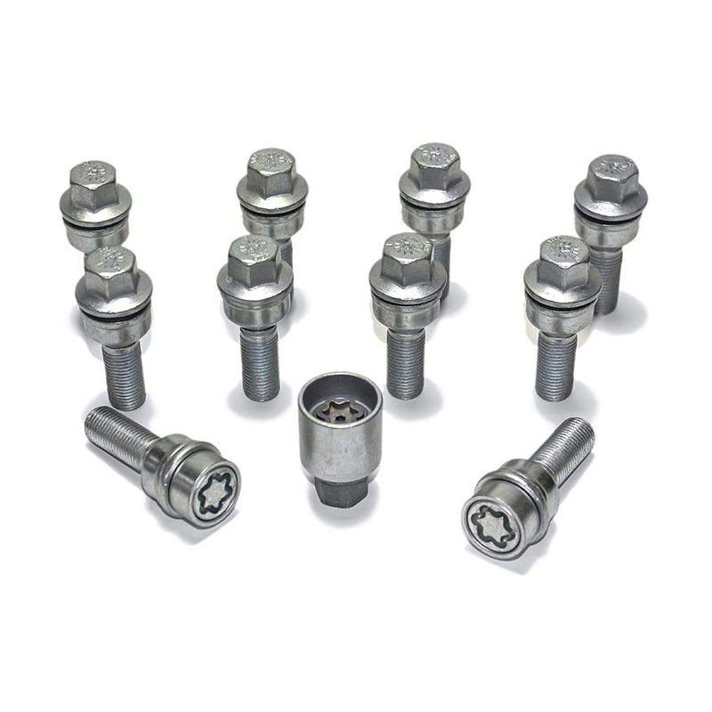 H&R Wheel bolt Set Round-Head with movable cone R14 M14x1.50 - Length 42mm - 10 pcs. (e.g.  Audi Q3, Q5) - incl. wheel-locks
